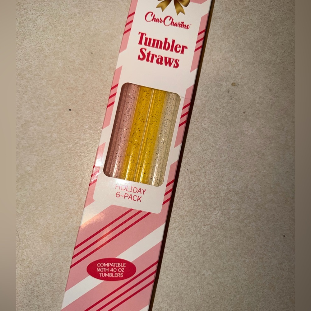 Stanley Char charms 6 pack 40oz holiday glitter straws